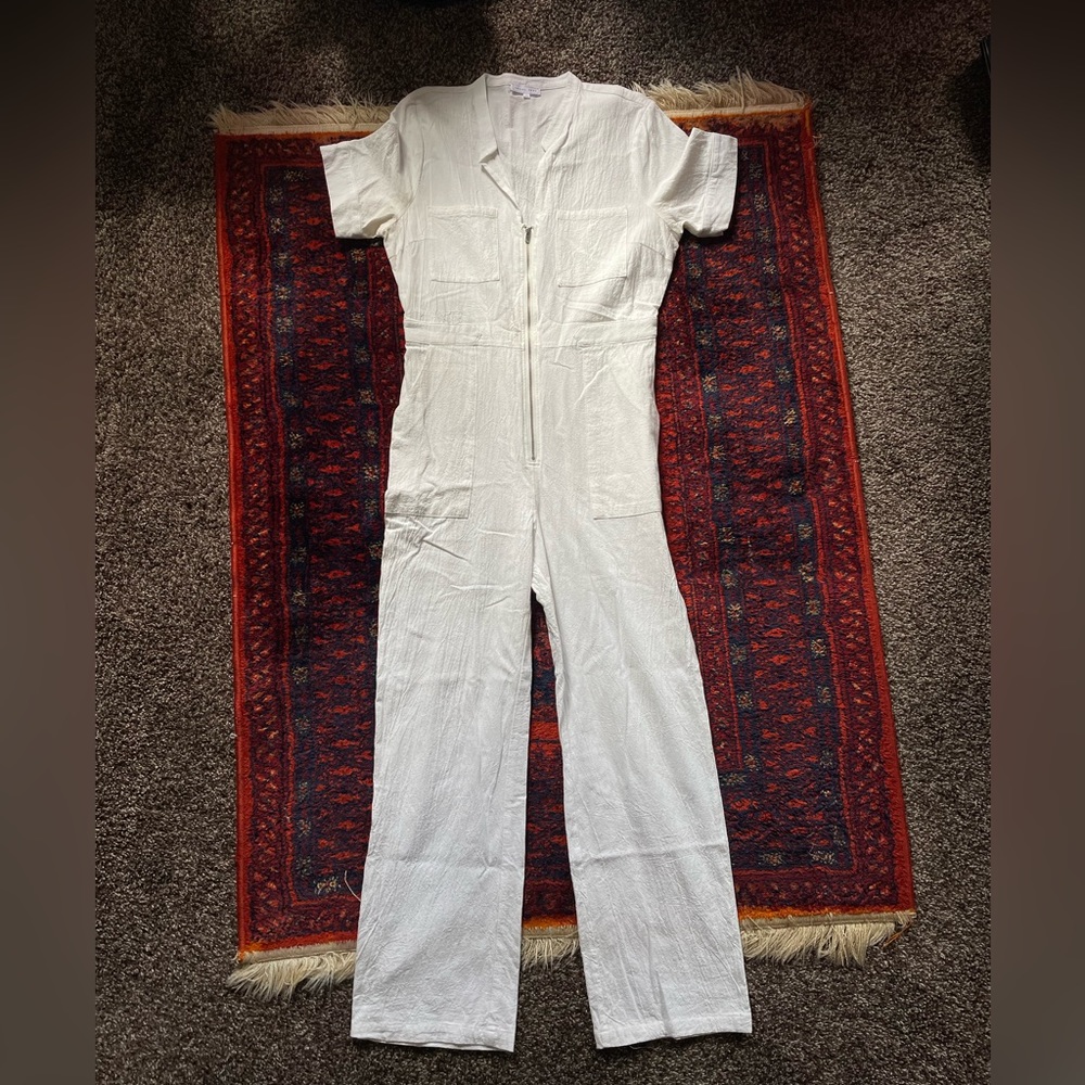 Emory Park white linen jumpsuit
